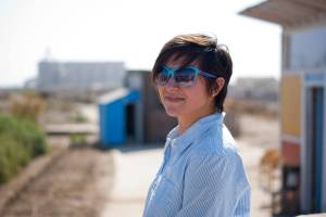 Performance artist and friend Nikiko Masumoto, at the Pixley community garden. (Photo by Andre Yang)